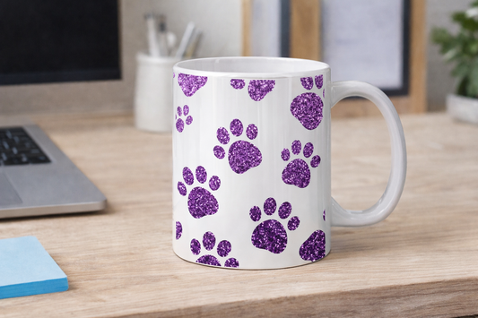 Purple Paws 15oz ceramic mug