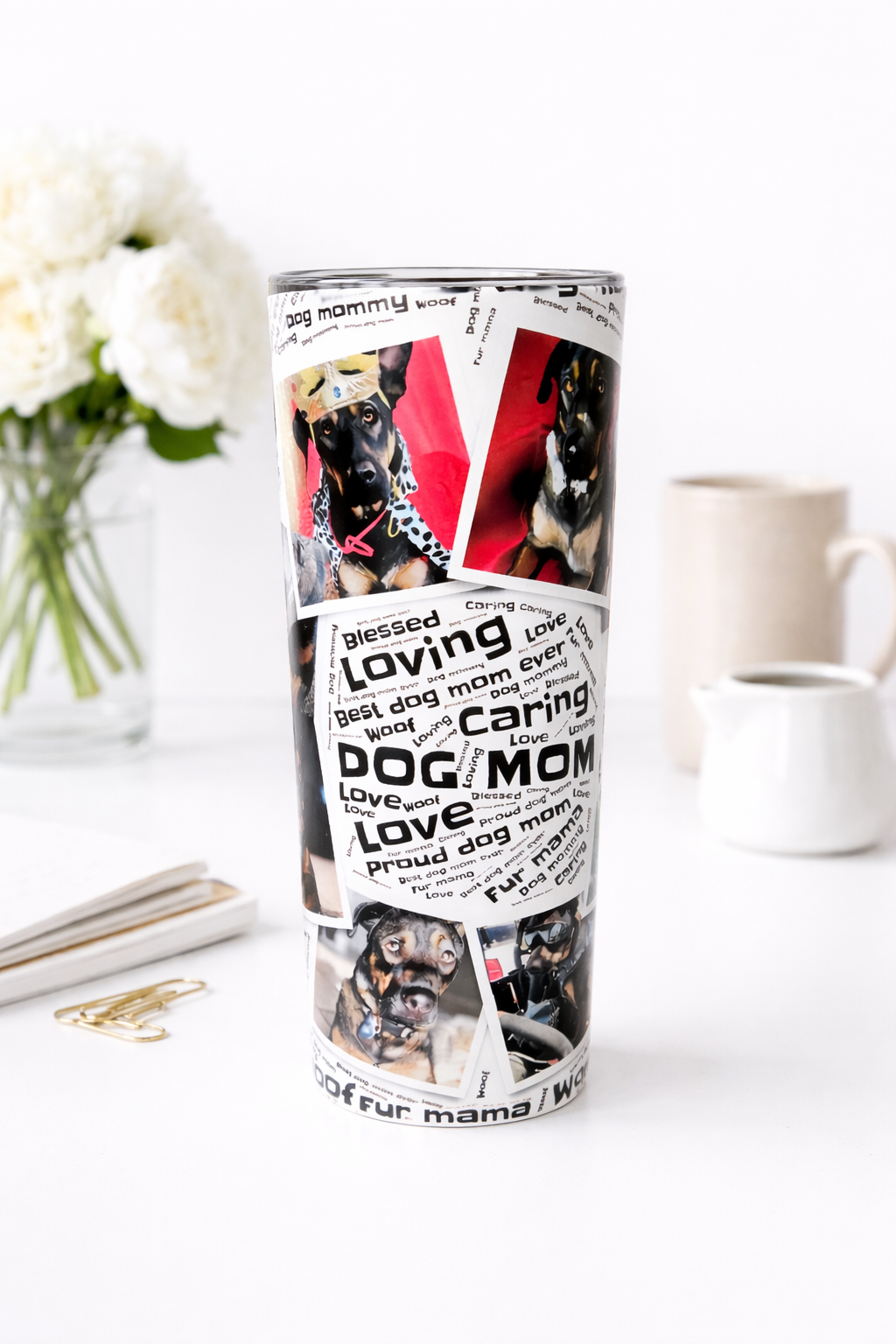 Woof and Words 20oz Tumbler - (Customizable with photos)