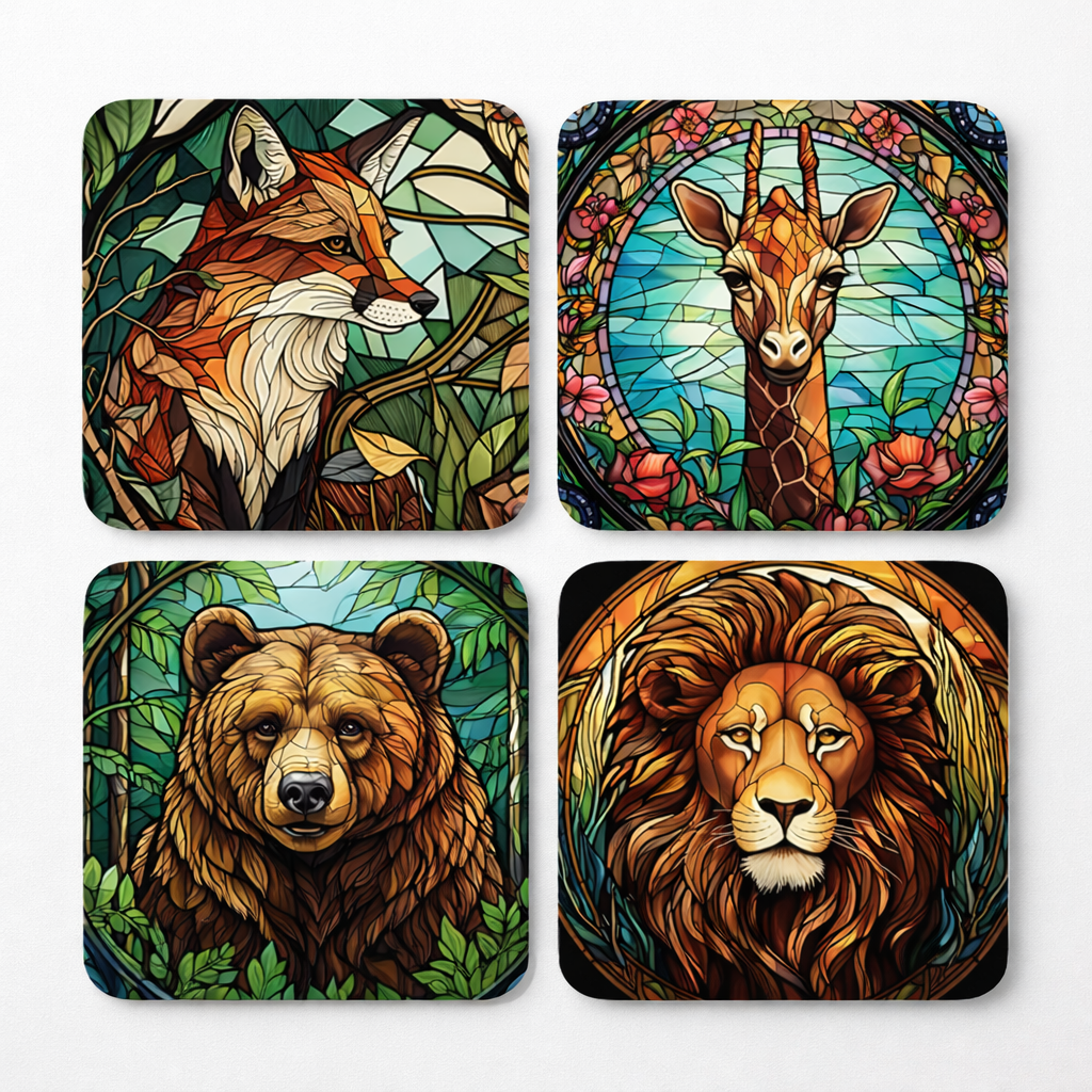 Stained Glass Wildlife Coaster Set
