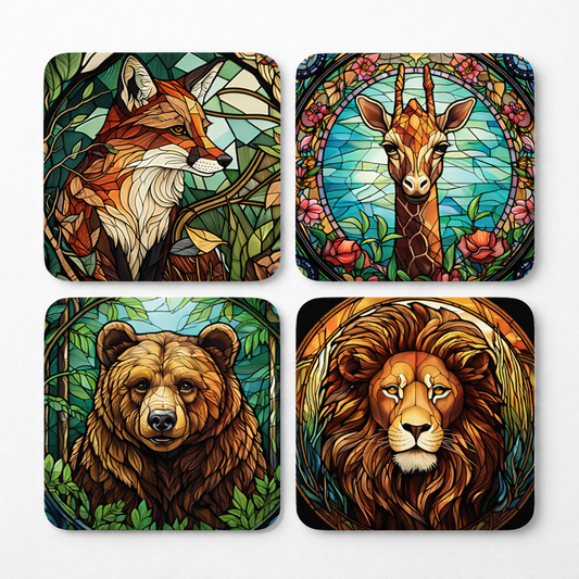 Stained Glass Wildlife Coaster Set