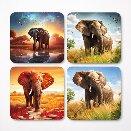 Golden Savannah Elephant Coaster Set