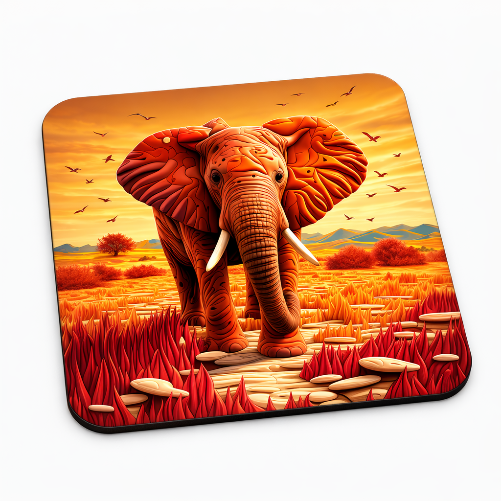 Golden Savannah Elephant Coaster Set