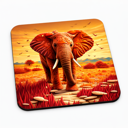 Golden Savannah Elephant Coaster Set