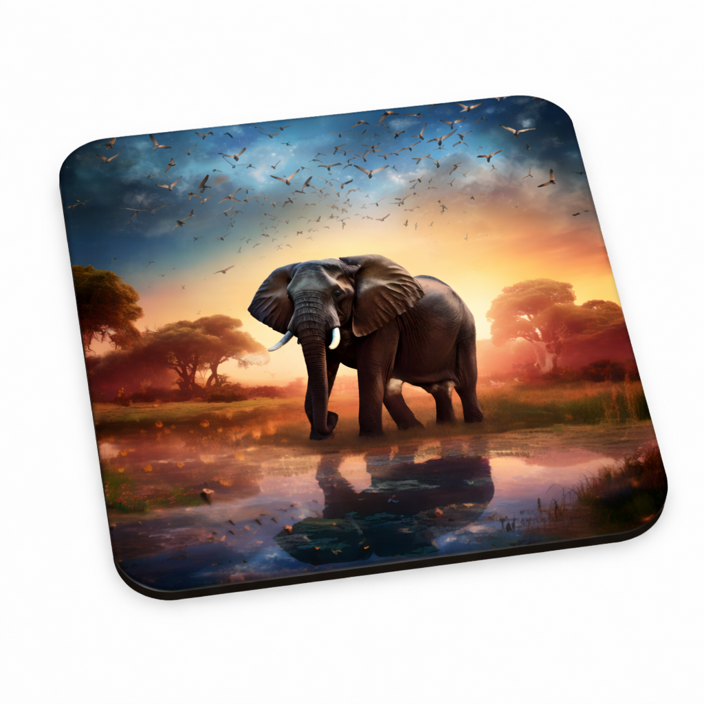 Golden Savannah Elephant Coaster Set