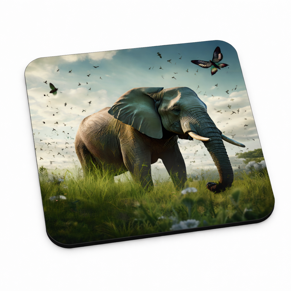 Golden Savannah Elephant Coaster Set