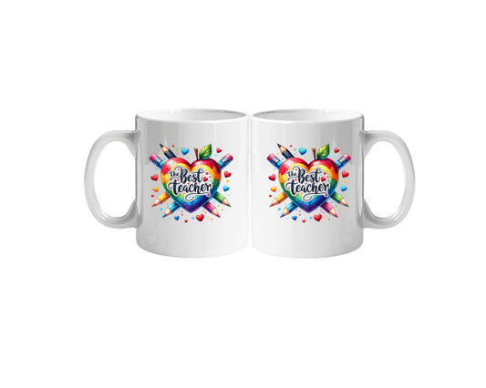 Rainbow Heart Teacher 15oz Ceramic Mug